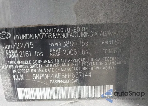 2015 Hyundai Elantra Se из США, поврежденный, VIN 5NPDH4AE8FH637144